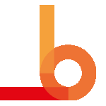 Logo von Bubblebridge. Das Bild zeigt ein kleines b in rot und orange.